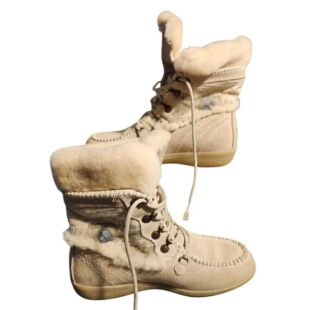 Tecnica Women's NWOT Tan Boots Fur Leather Suede Sz EU 36 Size 5.5